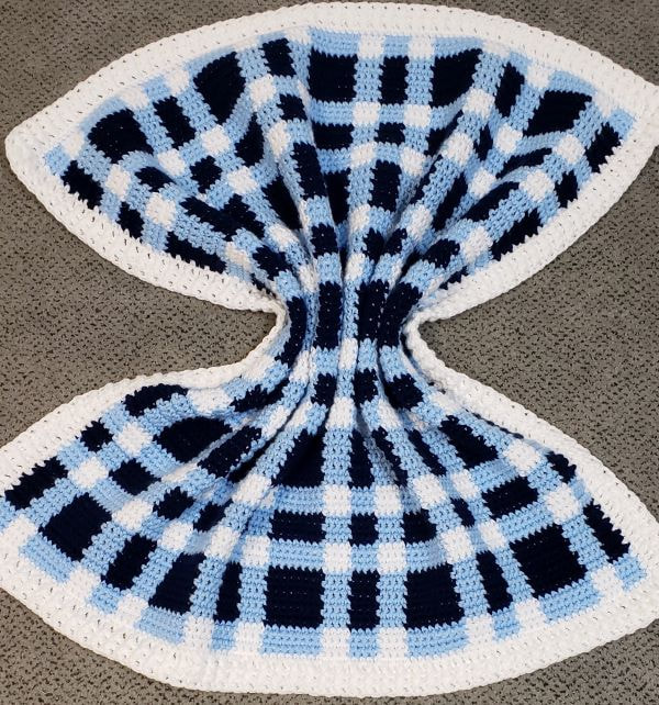 Purple Gingham Crochet Blanket - Daisy Farm Crafts