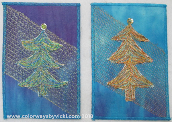 christmas tree fabric psotcards