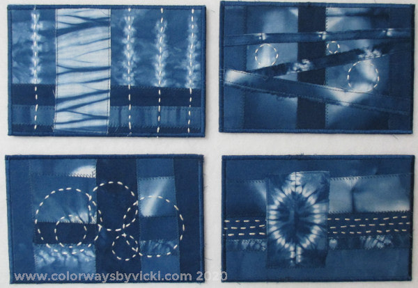 shibori fabric postcards