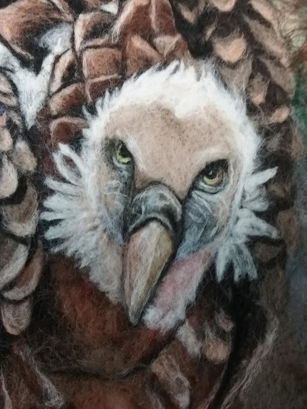needle felted vulture