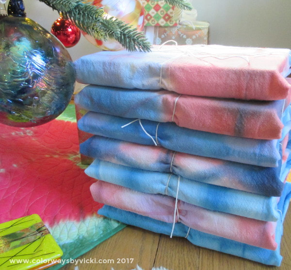 shibori dyed towels