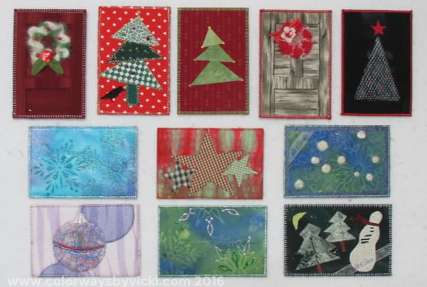 Christmas fabric postcards