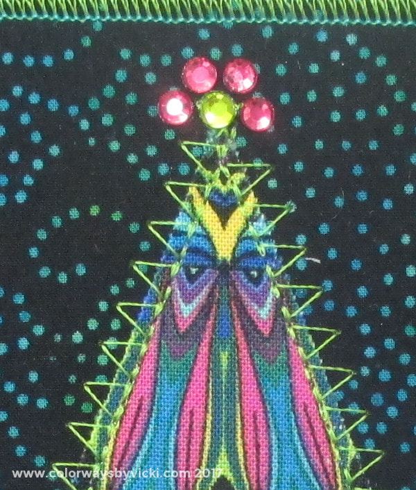 christmas tree fabric postcards