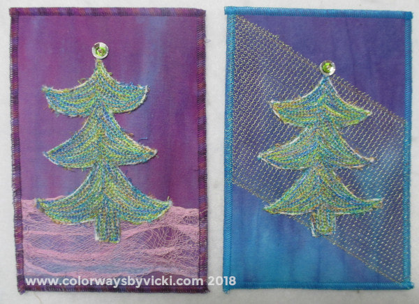 christmas tree fabric psotcards