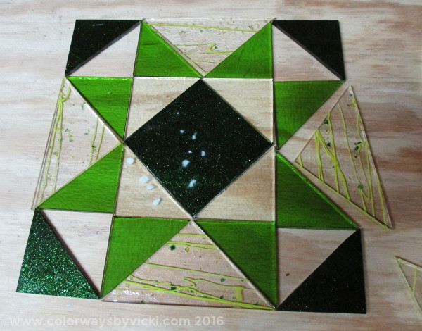 fused glass quilt block