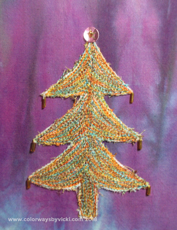 christmas tree fabric postcard