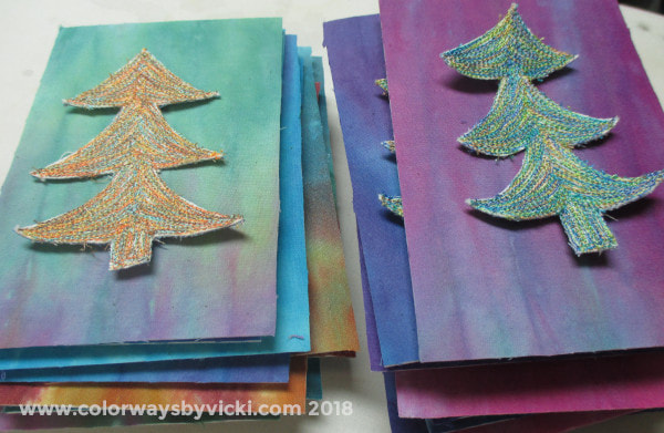 fabric Christmas tree postcard