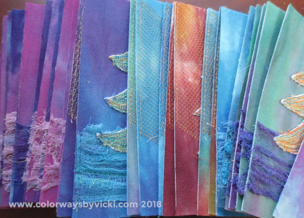 hand dyed fabric postcards