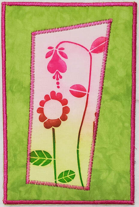 vicki welsh fabric postcards spring flowers